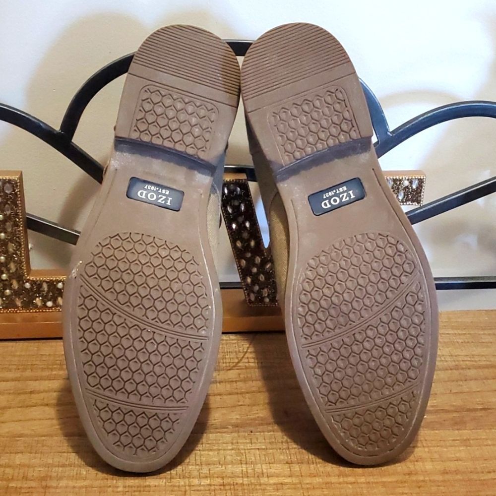 IZOD Memory Foam Incent Tan Oxford Canvas Casual Shoe Booties Size 13 Cap Toe - Picture 6 of 10
